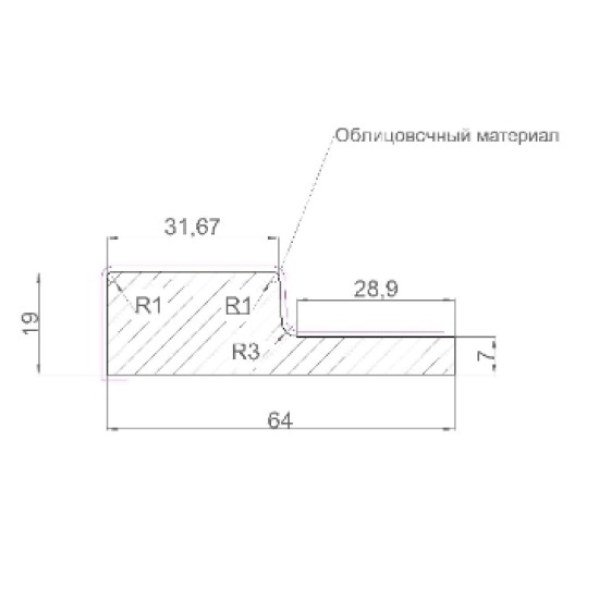 Заглушка левая МДФ WellMaker Белабел 19x64 (ПНл-37)