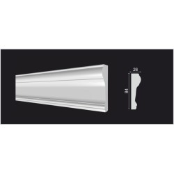 Декоративная рейка (молдинг) из полистирола Decor-Dizayn Белая Лепнина 147 A