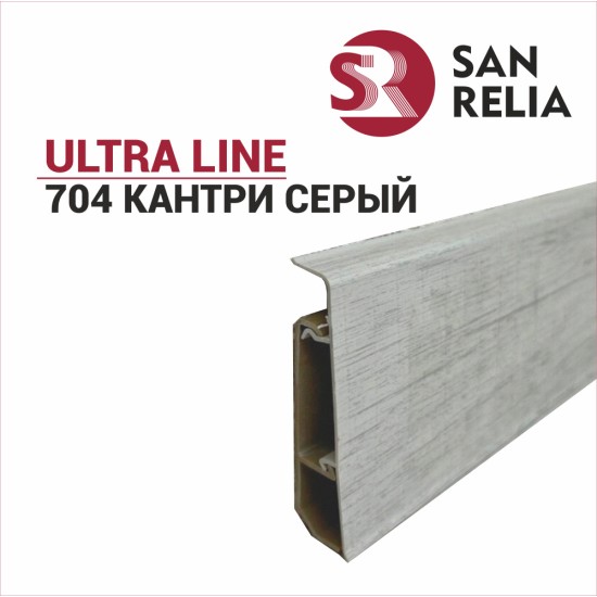 Плинтус напольный Sanrelia Ultra Line (77 мм) Кантри серый 704