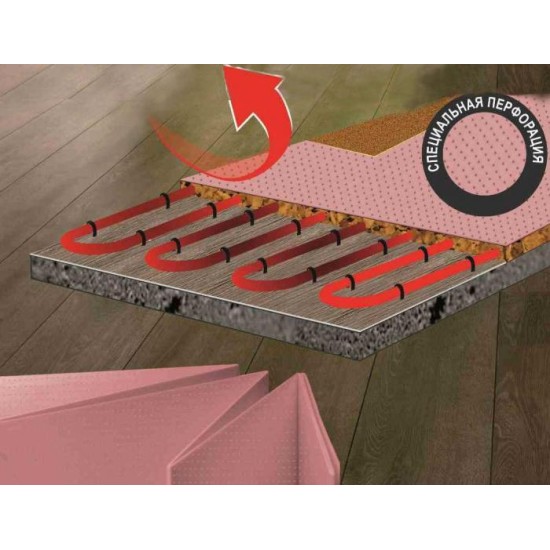 Перфорированная подложка-гармошка для отапливаемых полов из экструдированного полистирола 1,8 мм
